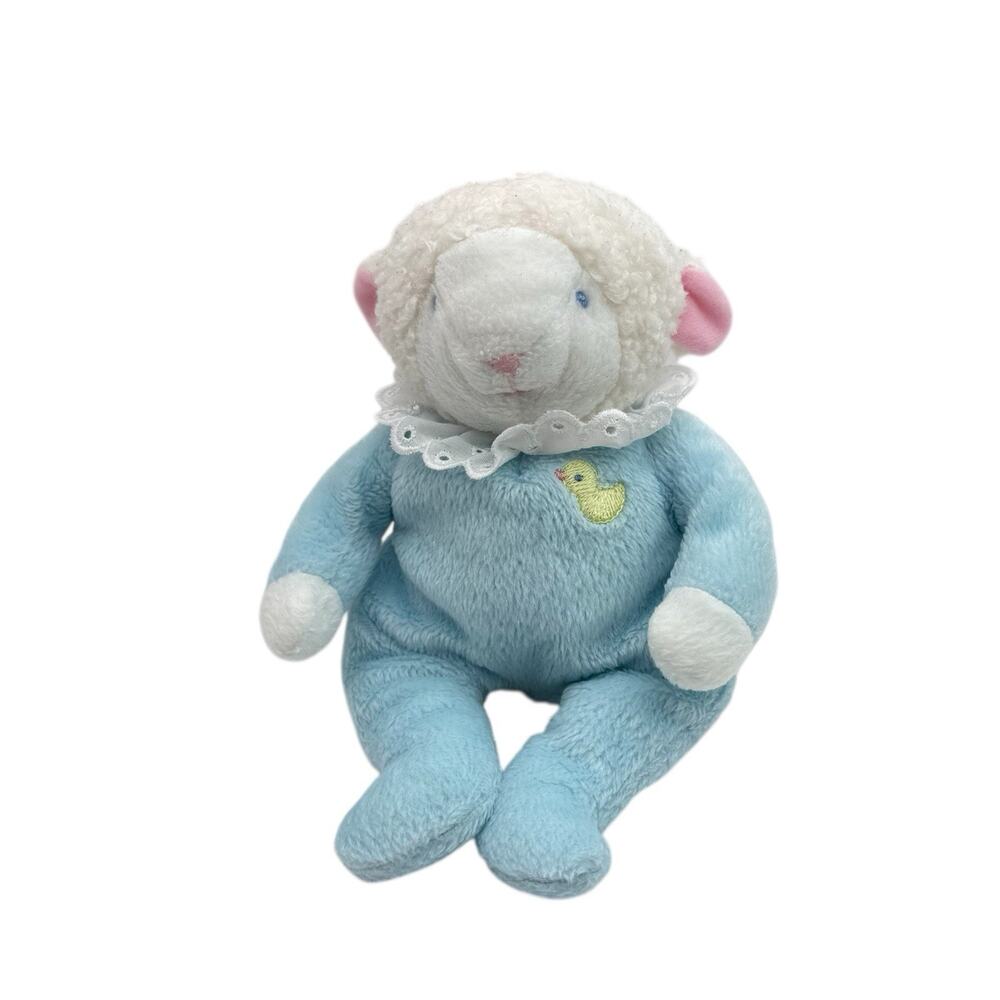Vintage Blue EDEN‎ Baby Lamb Sheep w/Duck Pajama Lace Collar Plush Lovey 9" HTF